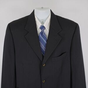 Baroni Comero‎ Super 120s Wool Black 3 Gold / Black Button Blazer 42R Italy Made